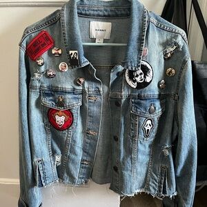 Cropped denim horror theme jacket